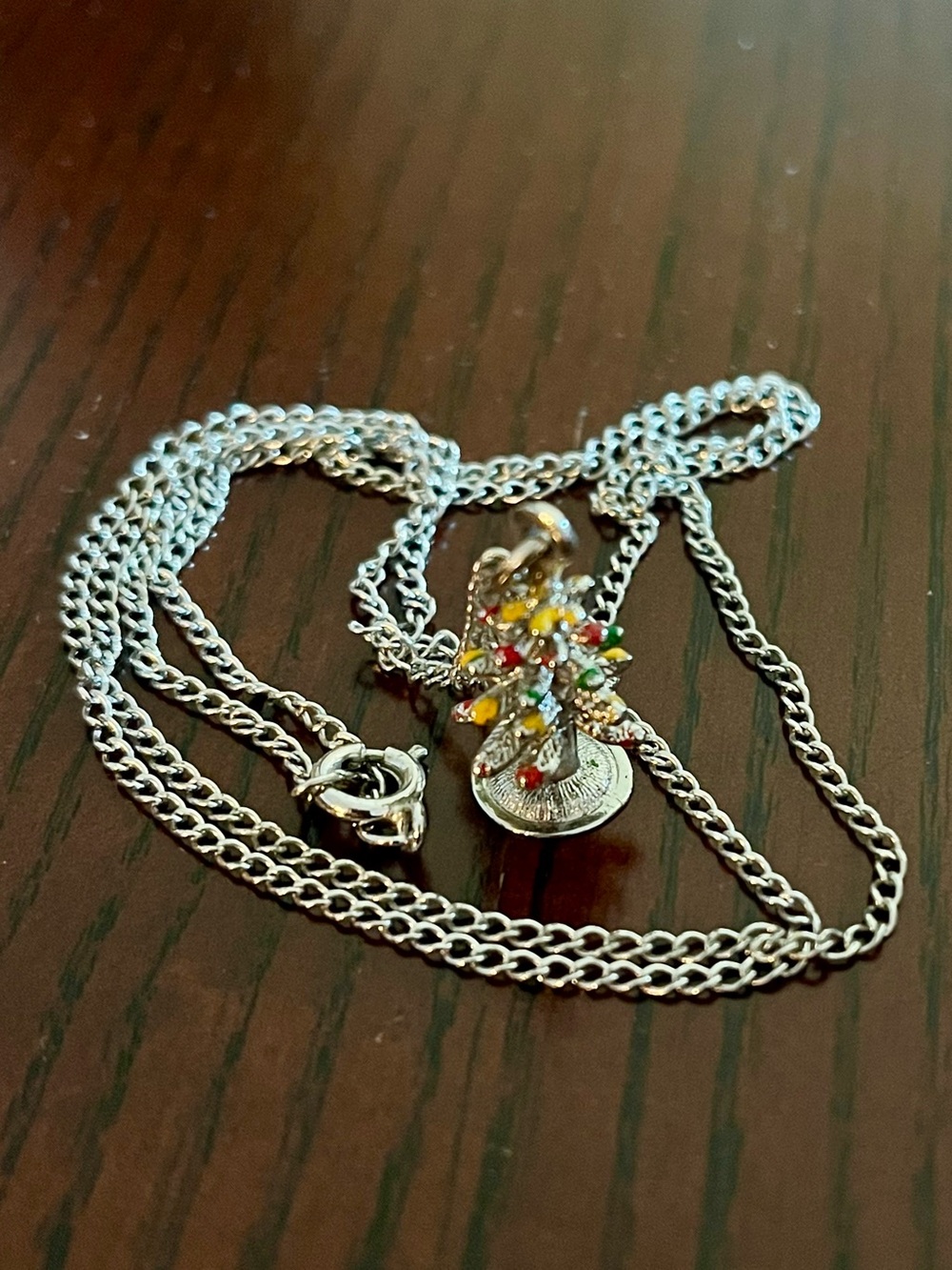 Silver Christmas Tree Pendant and Necklace